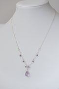 Simple Gem - Faceted Amethyst Drop with Dangles Necklace