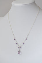 Simple Gem - Faceted Amethyst Drop with Dangles Necklace