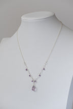 Simple Gem - Faceted Amethyst Drop with Dangles Necklace