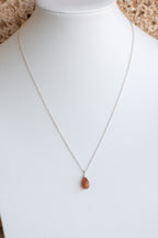 Simple Gem - Faceted Sunstone Drop Necklace