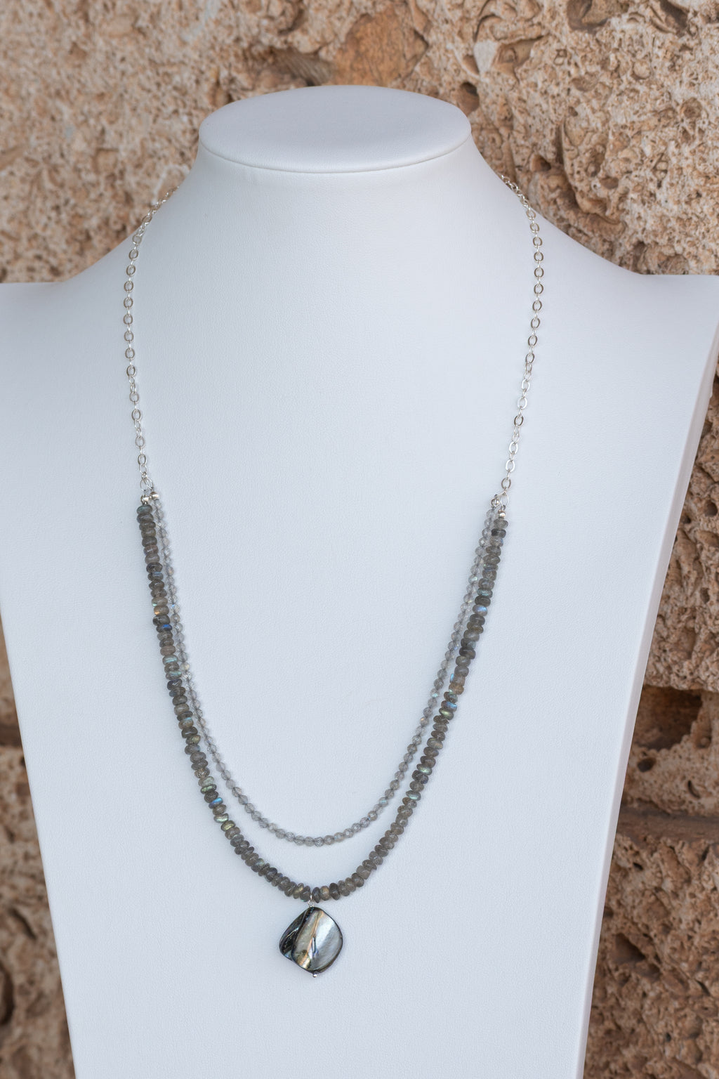 Sage & Sol - Labradorite & Abalone Double Layer Necklace