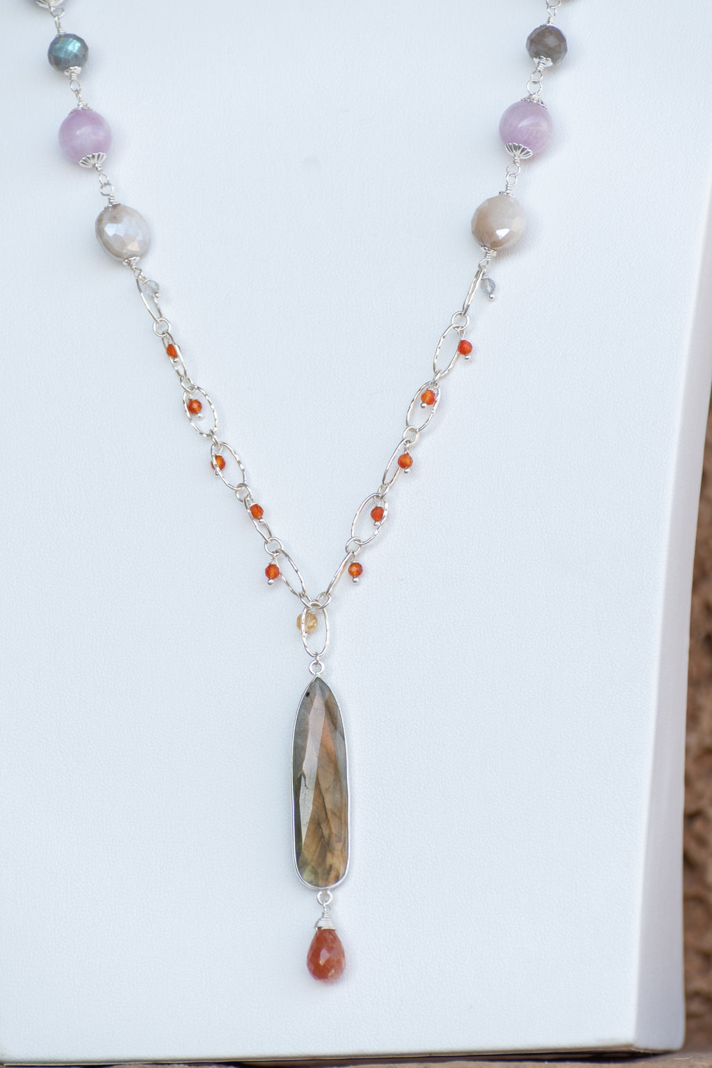Sage & Sol - Labradorite & Sunstone Collage Statement Necklace