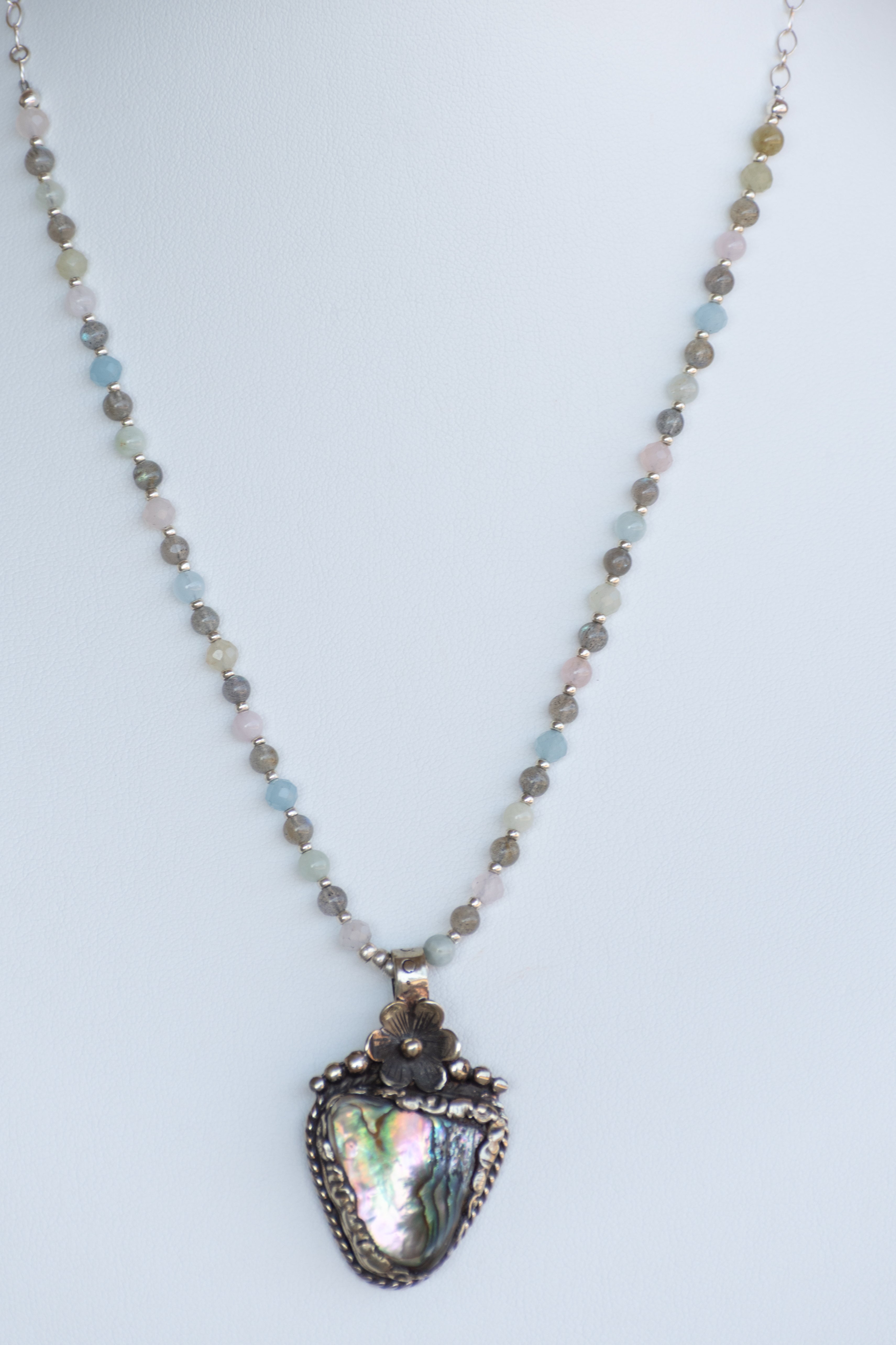OOAK - Abalone Pendant Pattern Statement Necklace