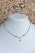 Sea of Light - Citrine Briolette, Faceted Aquamarine Strand Necklace