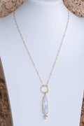 Sea of Light - Hammered Ring & Rainbow Moonstone Necklace