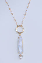 Sea of Light - Hammered Ring & Rainbow Moonstone Necklace