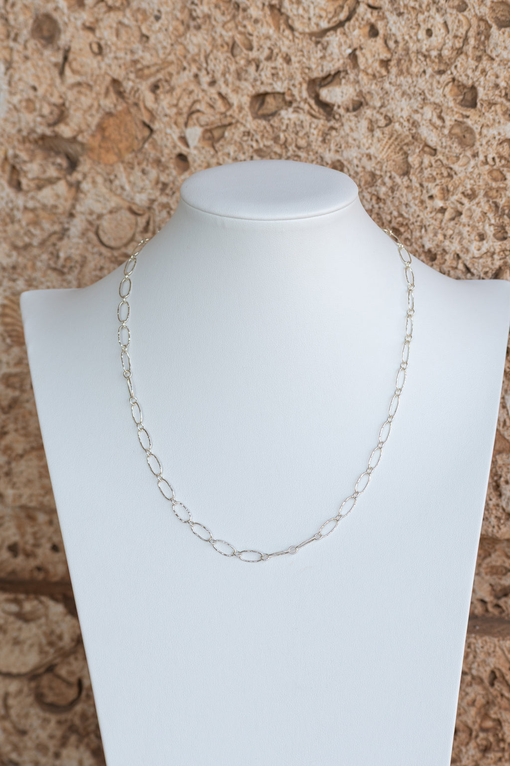 Simple Chain - Sterling Silver Hammered Oval Chain