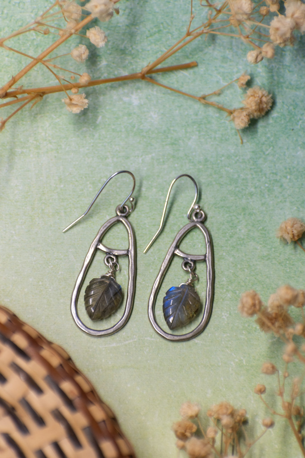 Sage & Sol - Labradorite Leaf Earrings