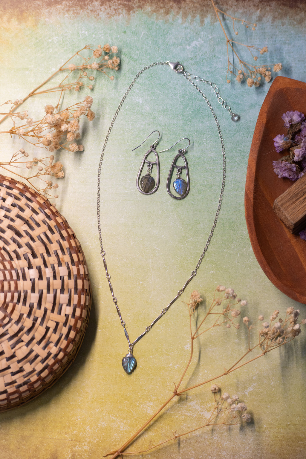 Sage & Sol - Labradorite Leaf Earrings
