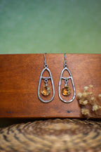 Sage & Sol - Citrine Briolette Hammered Teardrop Earrings