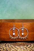 Sage & Sol - Citrine & Pearl Hammered Hoop Earrings
