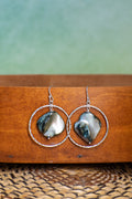 Sage & Sol - Abalone Hammered Hoop Earrings
