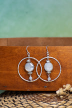 Sage & Sol - Mystic Moonstone Hammered Hoop Earrings