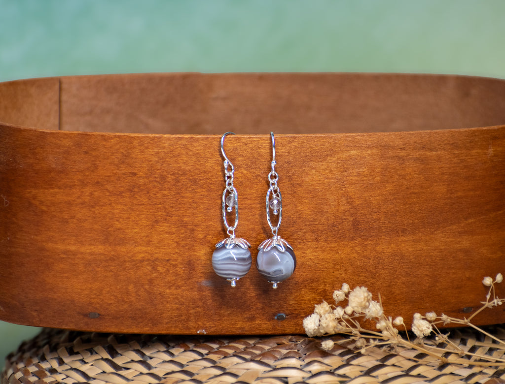 Sage & Sol - Botswana Agate Petal Earrings