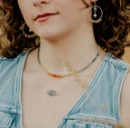 Simple Gem - Faceted Labradorite Eye Shaped Bezel Necklace