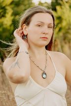 Sage & Sol - Abalone Hammered Hoop Earrings