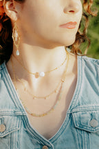 Sea of Light - Dainty Pearl Charm Style Necklace
