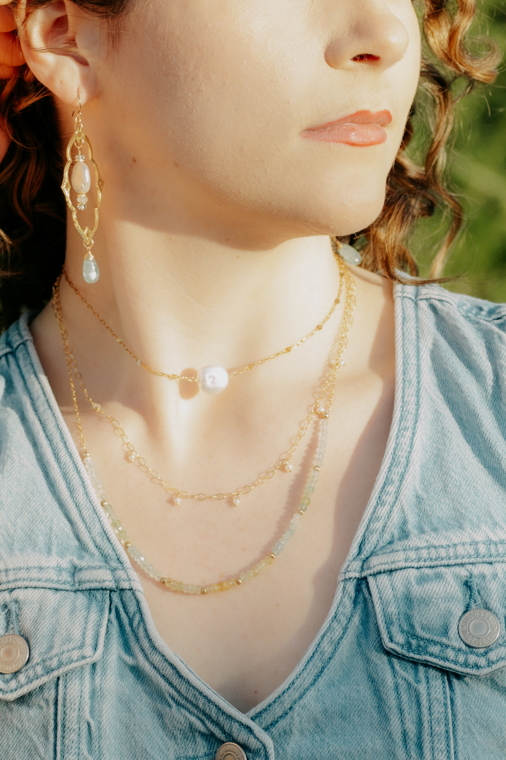 Sea of Light - Bohemian Coin Pearl & Kyanite Drop Earrings