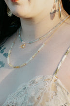 Sea of Light - Citrine Briolette, Faceted Aquamarine Strand Necklace