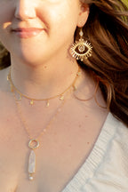 Sea of Light - Hammered Ring & Rainbow Moonstone Necklace