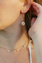 Sea of Light - Coin Pearl Dangle Earrings