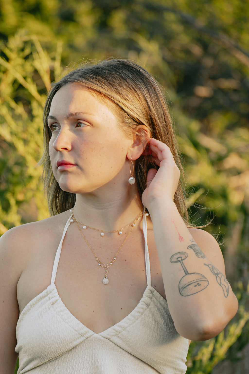 Sea of Light - Coin Pearl Dangle Earrings