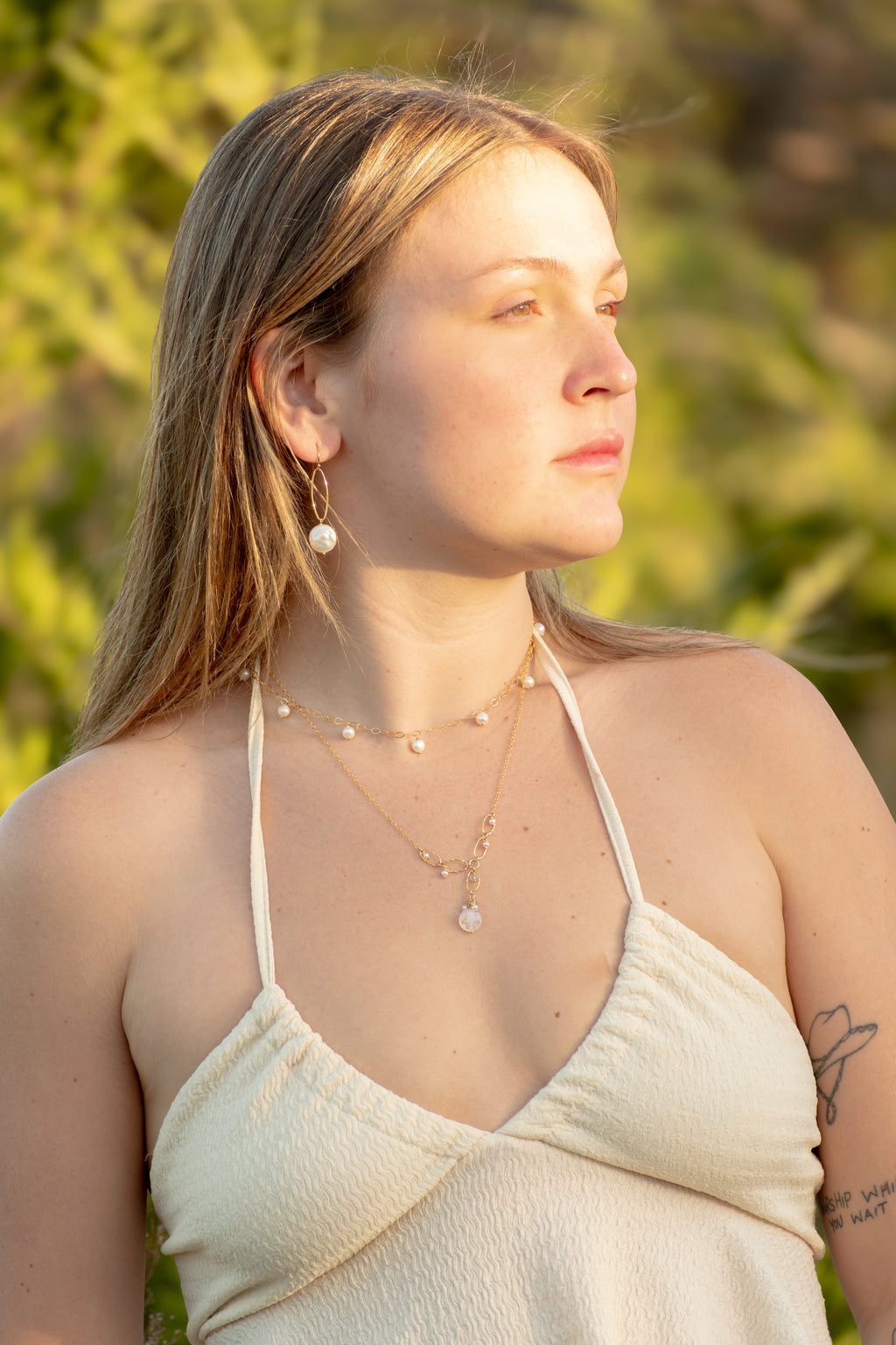 Sea of Light - Rainbow Moonstone, Aquamarine & Pearl Necklace