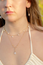 Sea of Light - Rainbow Moonstone, Aquamarine & Pearl Necklace