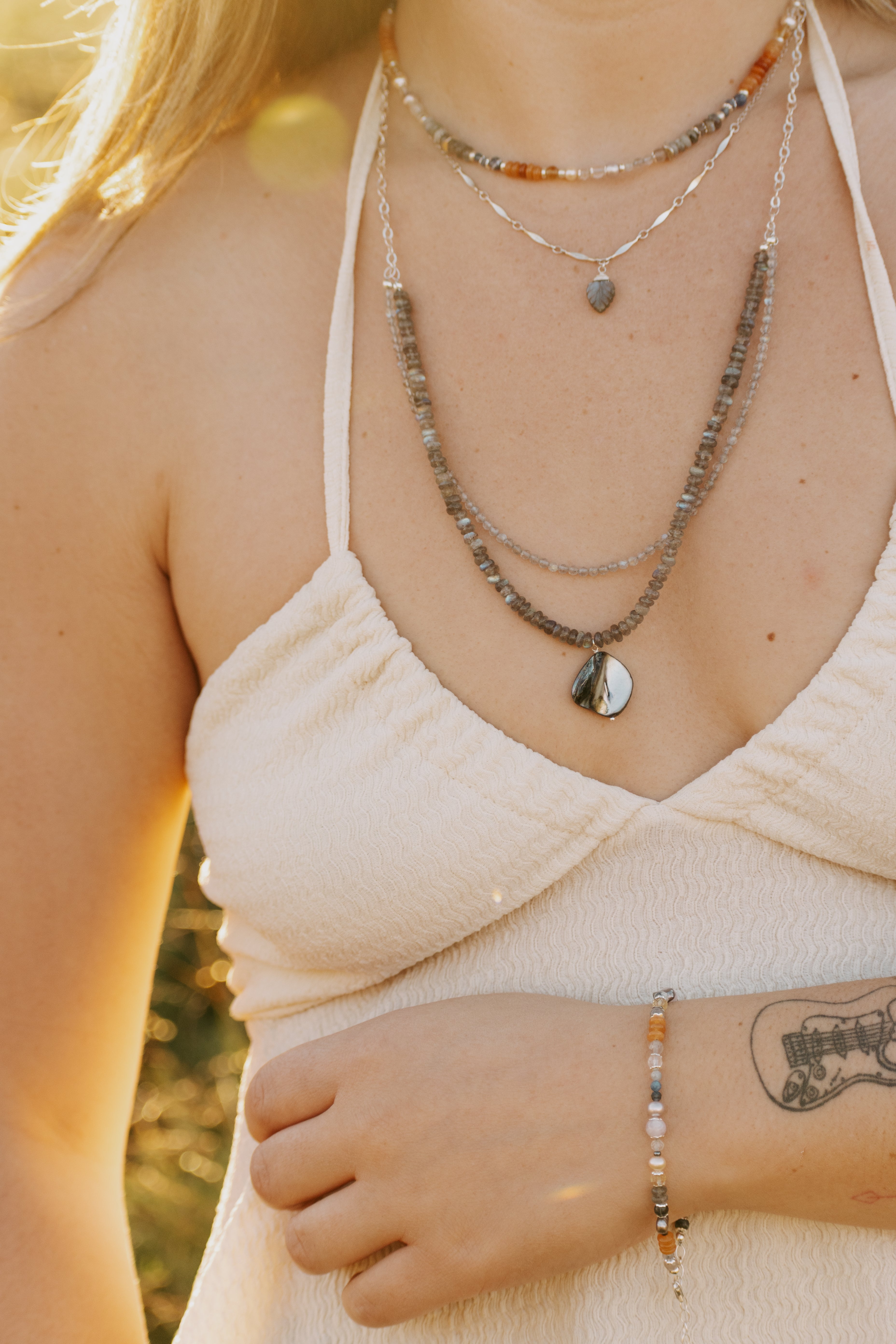 Sage & Sol - Labradorite Leaf Necklace