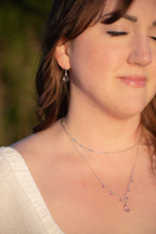 Simple Gem - Faceted Amethyst Drop with Dangles Necklace