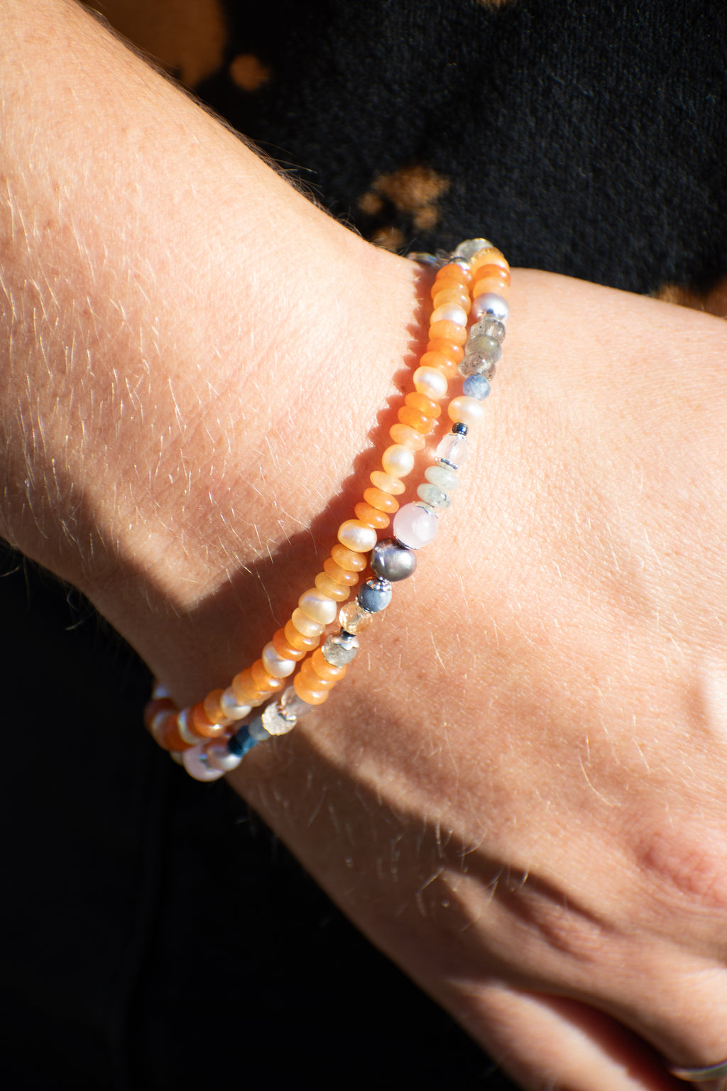 Sage & Sol - Carnelian, Labradorite, Pearl Collage Bracelet