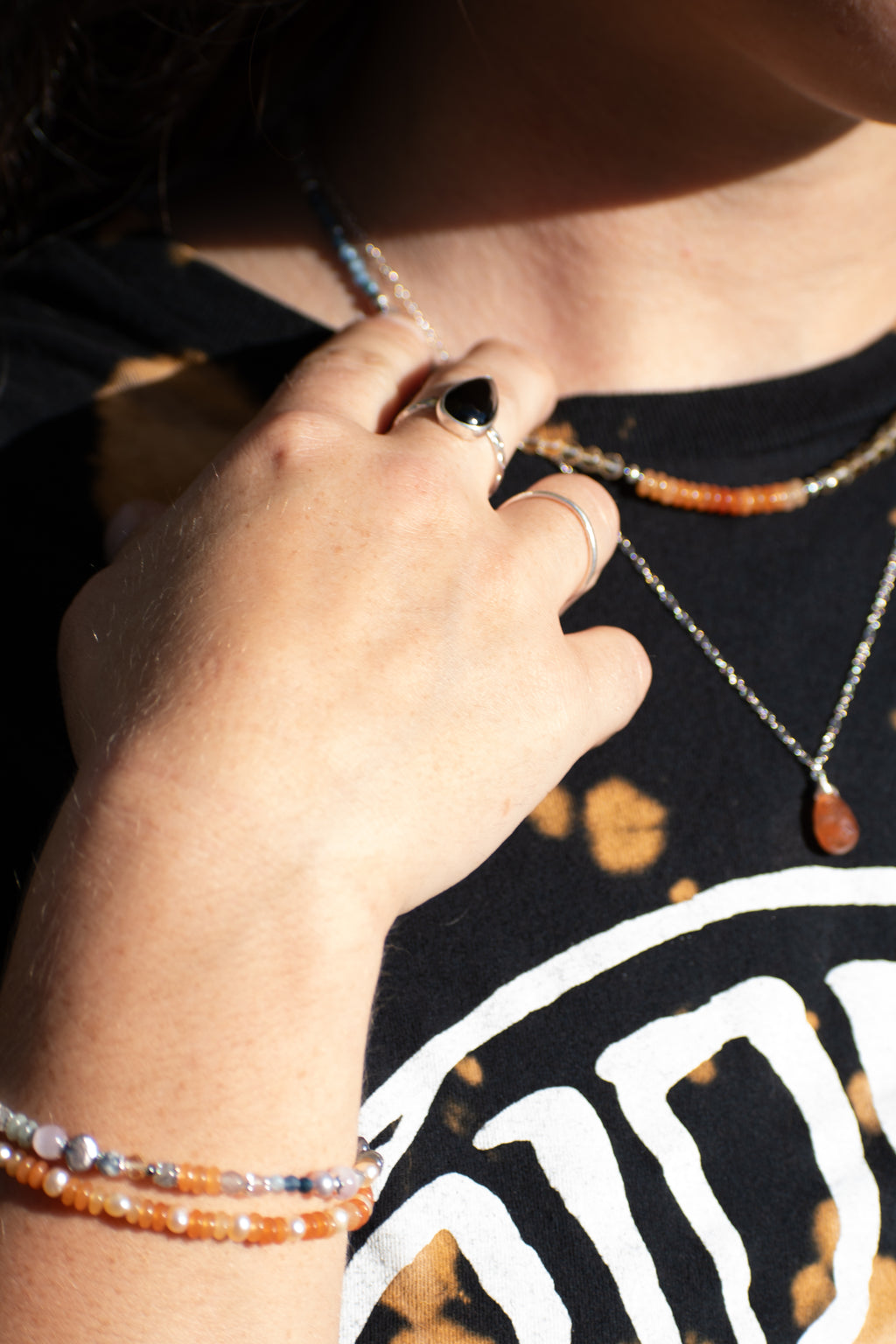 Sage & Sol - Carnelian, Labradorite, Pearl Collage Bracelet