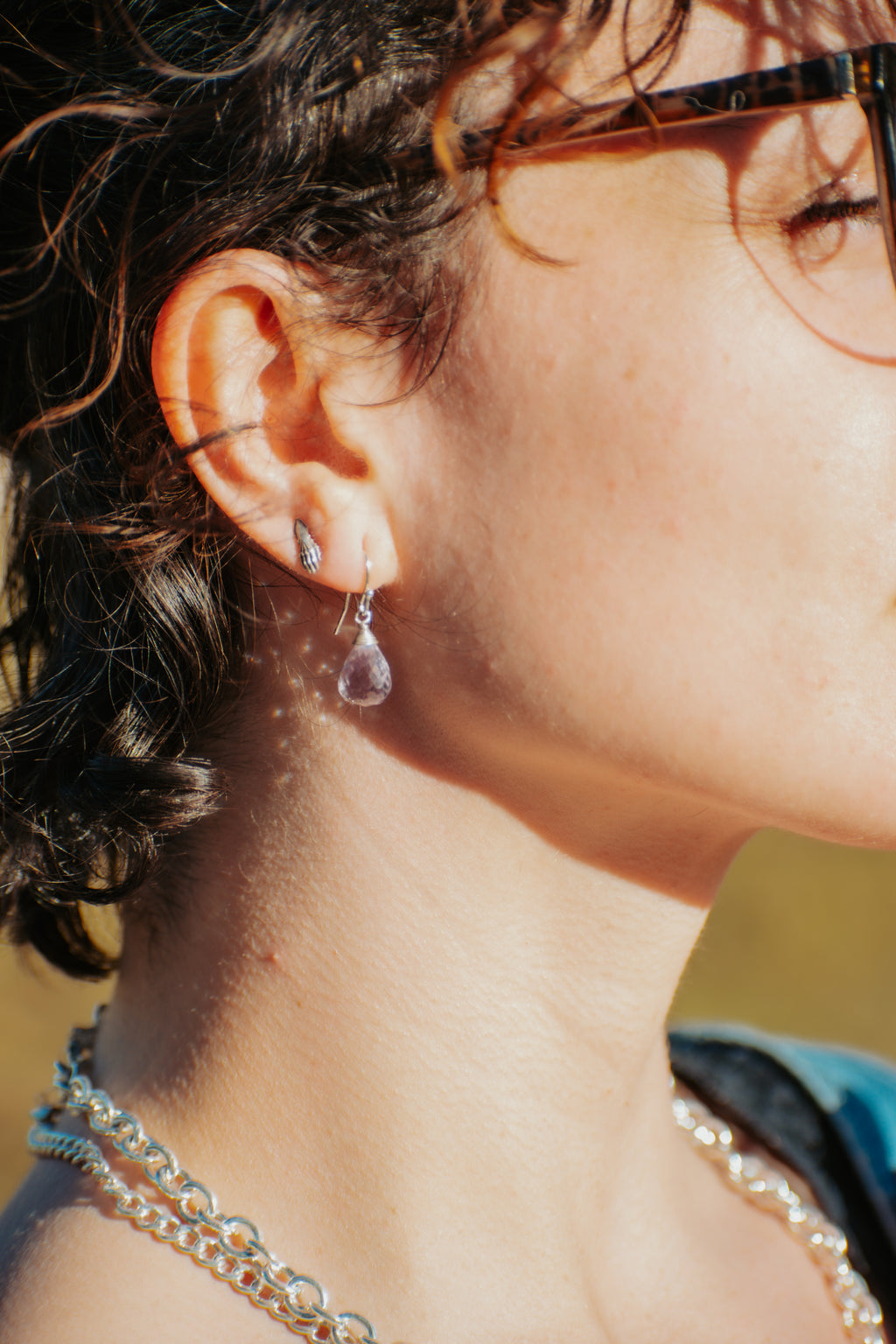 Simple Gem - Faceted Amethyst Drop Earrings