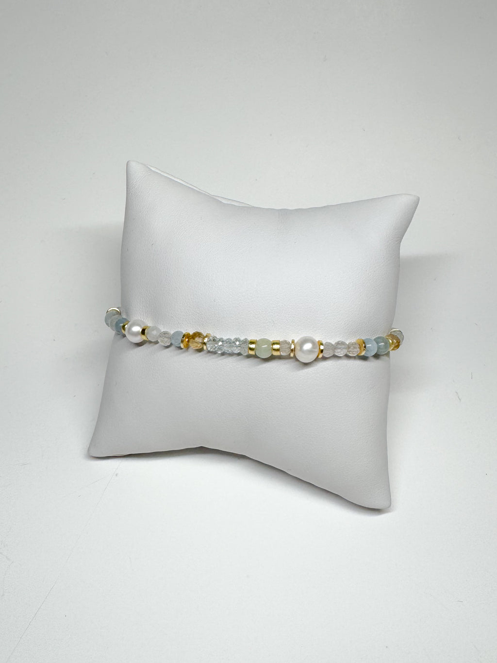 Sea of Light - Aquamarine, Pearl, Citrine Collage Bracelet