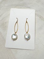 Sea of Light - Coin Pearl Dangle Earrings